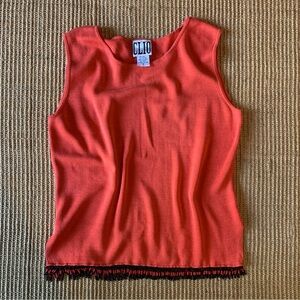 Vintage CLIO Coral Beaded Sleeveless Top Women’s Medium / Small
